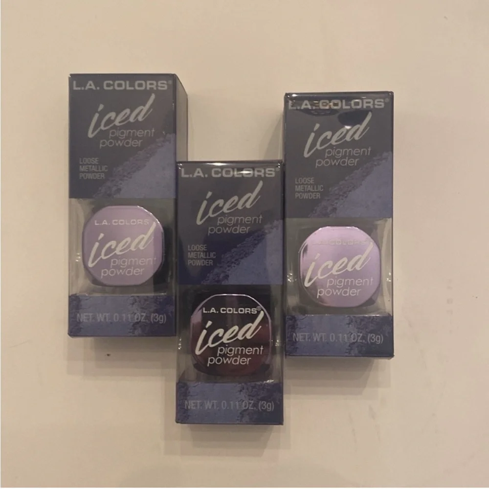 LA Colors 3 Pack NWT Iced Powder Pigment Eyeshadow Frost Set Glam Blue Purple OS - Picture 5 of 10